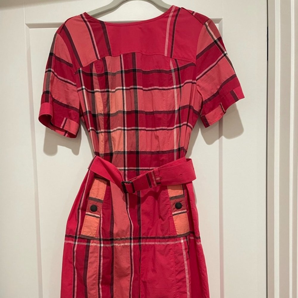 Burberry Brit Raspberry Red Nova Check Belt Dress
